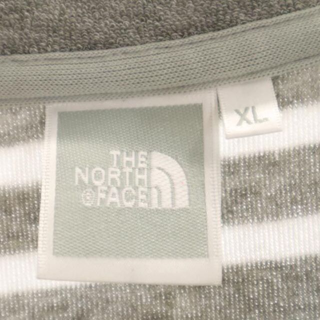 THE NORTH FACE(ザノースフェイス)のノースフェイス NTW11750 アウトドア ボーダー 半袖 Tシャツ XL グレー系 THE NORTH FACE ロゴ刺繍 パイル地 レディース 【中古】  【230512】 レディースのトップス(Tシャツ(半袖/袖なし))の商品写真