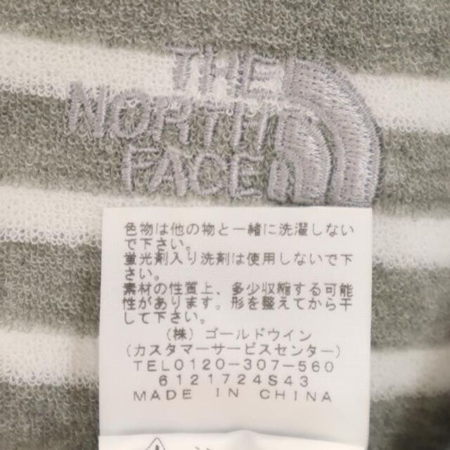 THE NORTH FACE(ザノースフェイス)のノースフェイス NTW11750 アウトドア ボーダー 半袖 Tシャツ XL グレー系 THE NORTH FACE ロゴ刺繍 パイル地 レディース 【中古】  【230512】 レディースのトップス(Tシャツ(半袖/袖なし))の商品写真