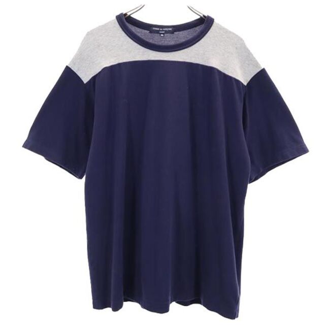 コムデギャルソンオム 2007年 日本製 切替 半袖 Tシャツ SS ネイビー系 COMME des GARCONS HOMME 鹿の子 メンズ   【230512】