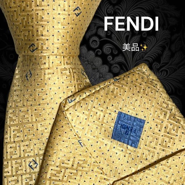 【高級ネクタイ✨️美品✨】FENDI 定番ズッカ柄 総柄 FFロゴ