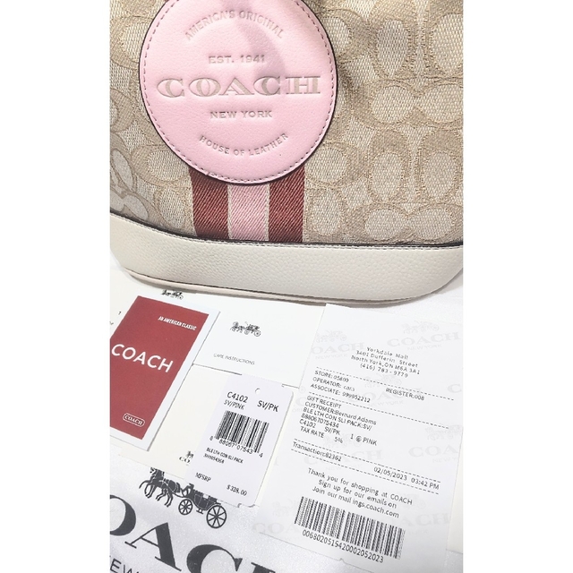 COACH(コーチ)の●新品 未使用 COACH コーチ 巾着 バッグ カーキ ピンク レディースのバッグ(ハンドバッグ)の商品写真