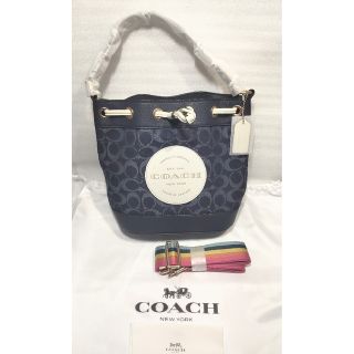 コーチ(COACH)の●新品 未使用 COACH コーチ 巾着 バッグ デニム ブルー(ハンドバッグ)