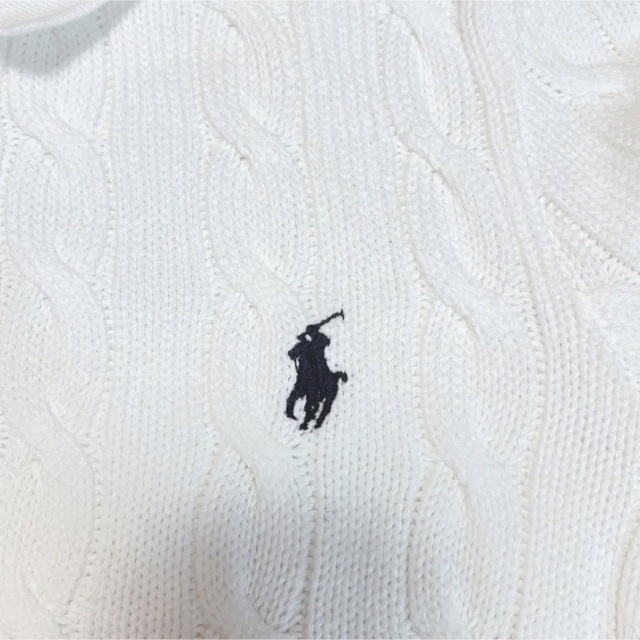 POLO RALPH LAUREN(ポロラルフローレン)の【大人気希少カラー】ラルフローレン　半袖ケーブルニット　ポロシャツ　ホワイト レディースのトップス(ニット/セーター)の商品写真