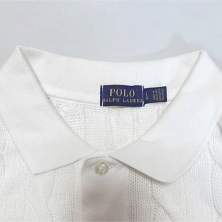 お盆セール　ラルフローレン　ニット　半袖　ポロシャツ　ホワイト　刺繍　白　　M