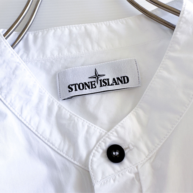 STONE ISLAND バンドカラーシャツ ノーカラー 白 | unimac.az