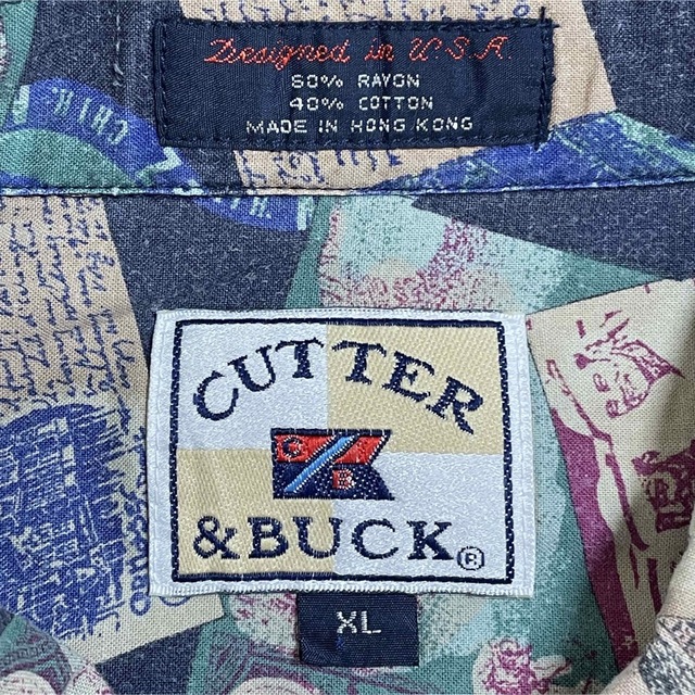 【CUTTER&BUCK】半袖シャツ 柄シャツ 総柄 XL ビッグサイズ 9