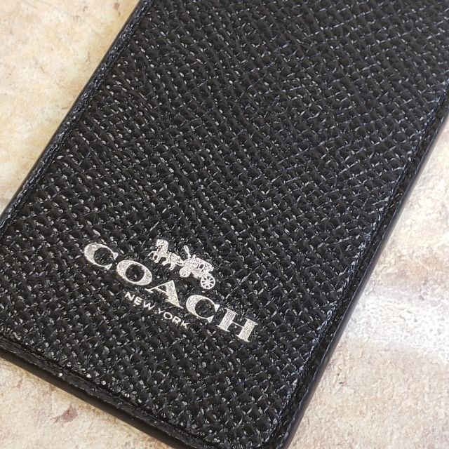 COACH(コーチ)のコーチ COACH ☆ レザー タグ型 バッグチャーム キーホルダー ラメ 黒 レディースのファッション小物(キーホルダー)の商品写真