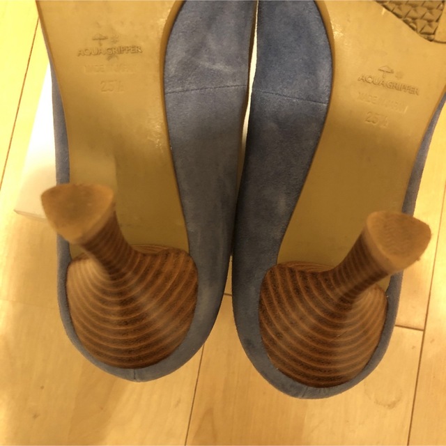 RABOKIGOSHI works(ラボキゴシワークス)のラボキゴシワークス　パンプス　ブルー　レザー　スエード　25.5 レディースの靴/シューズ(ハイヒール/パンプス)の商品写真