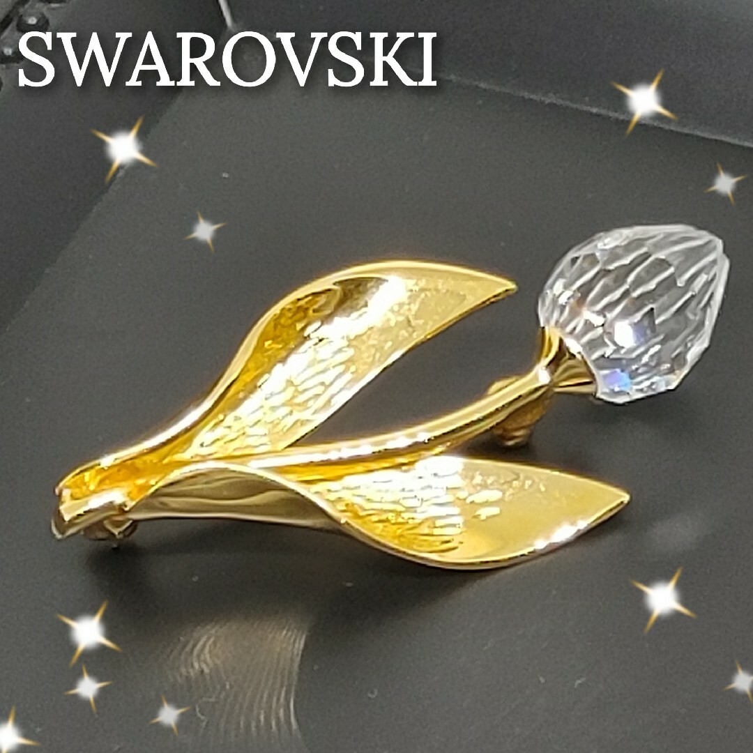 SWAROVSKI / スワロフスキー ■ ピンブローチ スワンモチーフ ゴールゴカラー×クリア アクセサリー ブランド  [0990008515]