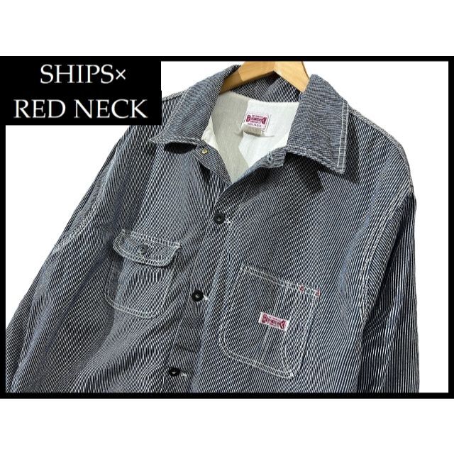 SHIPS(シップス)のG② USA製 シップス レッドネック 裏地付き ヒッコリー カバーオール L メンズのジャケット/アウター(カバーオール)の商品写真