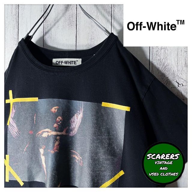 メンズ【即完売 L】オフホワイト OFFWHITE 両面ロゴ カラバッジョ Tシャツ