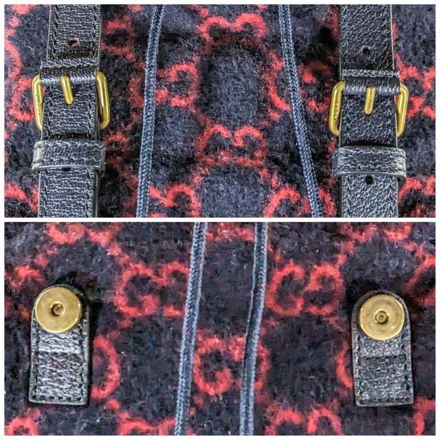 Gucci(グッチ)のグッチ バックパック リュック 598184 GGウール ネイビー レッド レディースのバッグ(リュック/バックパック)の商品写真