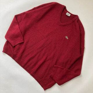 ラコステ　CHEMISE　Ｖネックニット・セーター　レッド　ワニロゴ刺繍　40