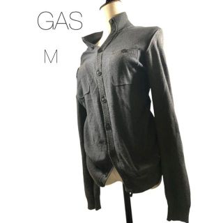 ガス(GAS)の美品　ガス　GAS  グレー系　ハイネックカーディガン　M  限定品(カーディガン)