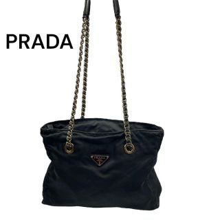 プラダ(PRADA)の【美品】プラダ　ナイロン　ロゴプレート　チェーンショルダーバッグ(ショルダーバッグ)