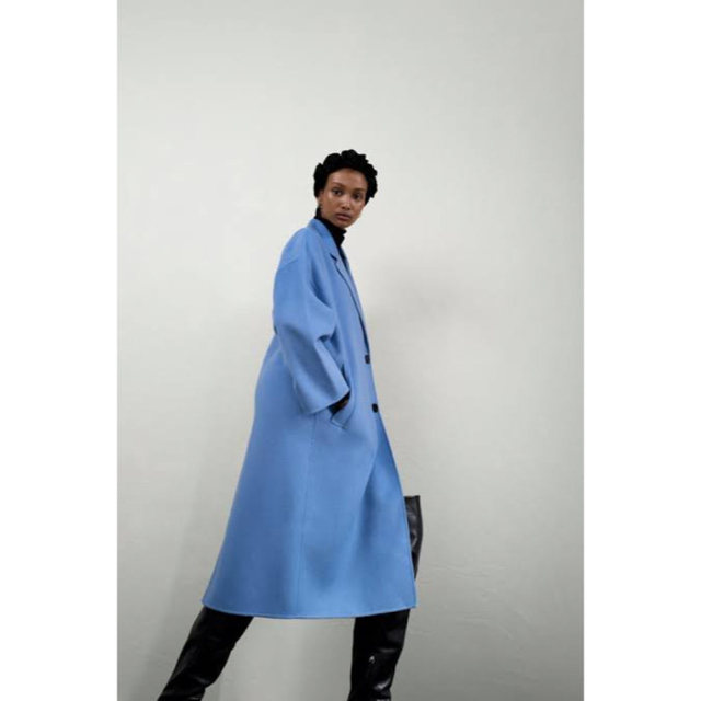 ZARA(ザラ)のZARA オーバーサイズコート　ブルー　XS レディースのジャケット/アウター(ロングコート)の商品写真