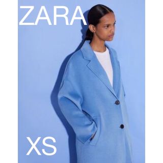 ザラ(ZARA)のZARA オーバーサイズコート　ブルー　XS(ロングコート)