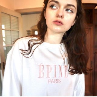 ÉPINE PARIS embroidery sweat white×pink(トレーナー/スウェット)