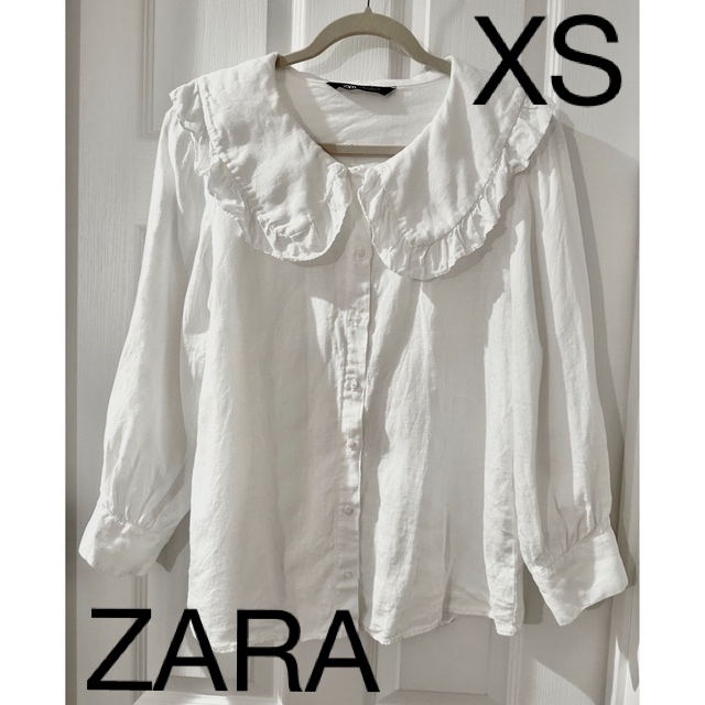 ZARA(ザラ)の【新品】ZARA フリルカラーコットンシャツ レディースのトップス(シャツ/ブラウス(長袖/七分))の商品写真