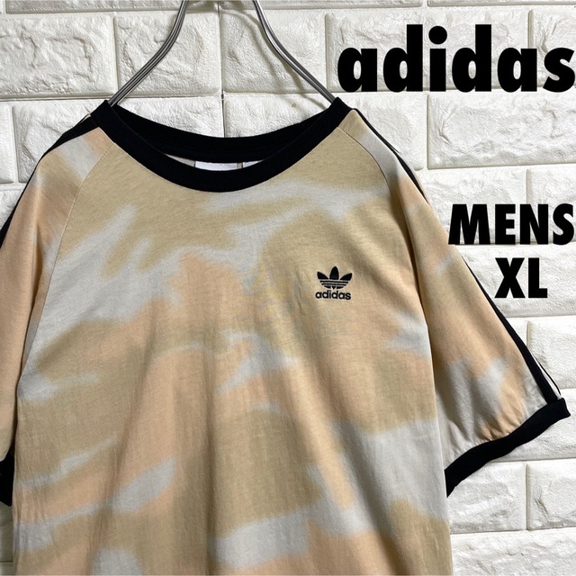 adidas(アディダス)のアディダス　リンガーTシャツ　タイダイ柄　3本ライン　メンズXLサイズ メンズのトップス(Tシャツ/カットソー(半袖/袖なし))の商品写真