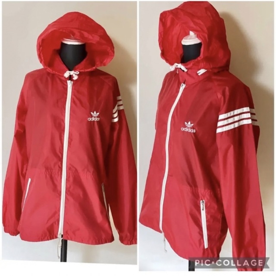 adidas トラックナイロンジャケット 3ストライプ 刺繍トレフォイル 80s