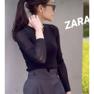 ザラ(ZARA)の期間限定★金子麻貴さん着用★完売★新品★ZARAリブTシャツ★シアーニット(ニット/セーター)