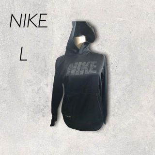 ナイキ(NIKE)の美品　ナイキ　NIKE  ブラック系　レディースプルオーバーパーカー　L 限定品(パーカー)