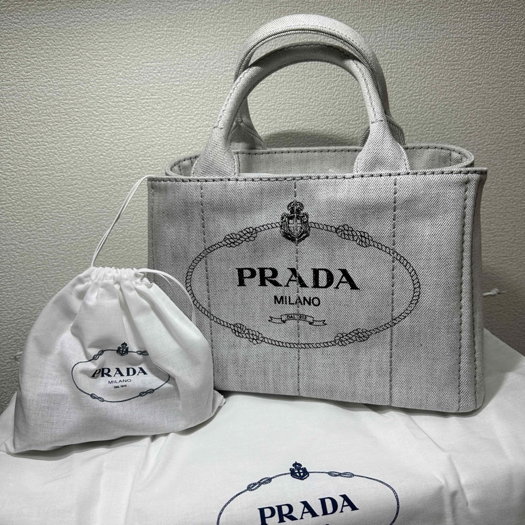 新品 PRADA バッグ プラダ カナパ トート ショルダーバッグ ビアンコ 白