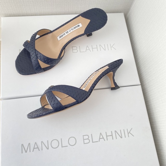 ラスト１【新品】MANOLO BLAHNIK マノロブラニク パイソン ミュール