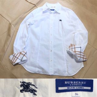 バーバリーブルーレーベル(BURBERRY BLUE LABEL)のBurberry BLUE LABEL シャツ 36  白 チェック バーバリー(シャツ/ブラウス(長袖/七分))