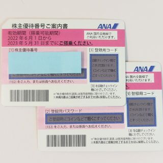 エーエヌエー(ゼンニッポンクウユ)(ANA(全日本空輸))のANA　株主優待番号ご案内書2枚　5月末期限(その他)