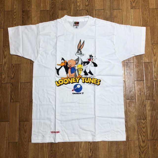 デッド 90s USA製 Looney Tunes × TOSHIBA Tシャツ