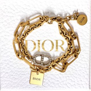 クリスチャンディオール(Christian Dior)のDIOR ディオール　チェーン　クリスタル　ブレスレット　バングル　新品同様(ブレスレット/バングル)