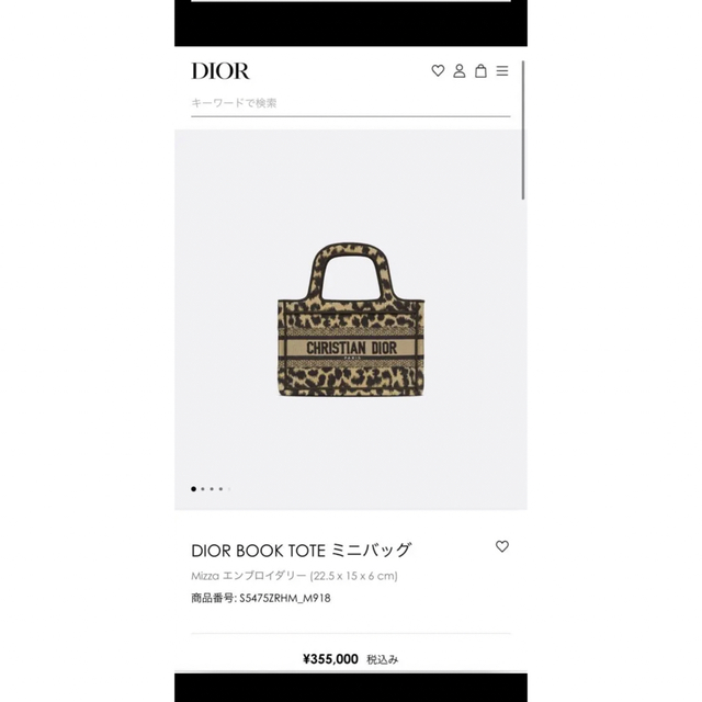 DIOR BOOK TOTE ミニバッグ　レオパード