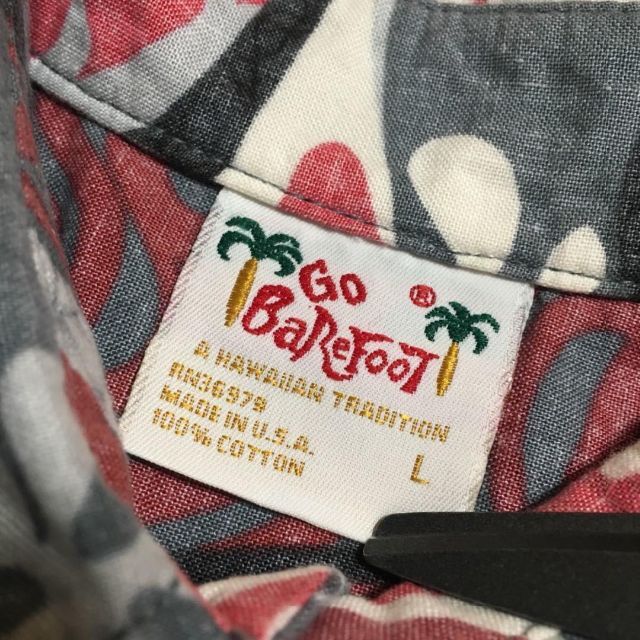 80～90s USA製 GO Barefoot 総柄 半袖シャツ L アロハ メンズのトップス(シャツ)の商品写真