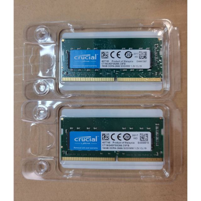 新品 Crucial DDR4-2666 32GB 16GBx2枚 SODIMM