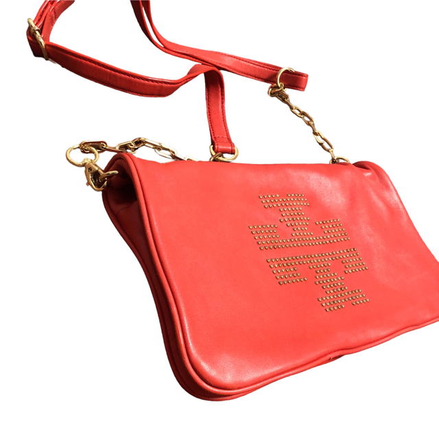 TORY BURCH トリーバーチ ゴールドチェーン レザーショルダーバッグ赤