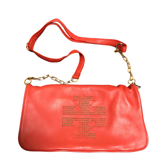 TORY BURCH トリーバーチ ゴールドチェーン レザーショルダーバッグ赤 | フリマアプリ ラクマ