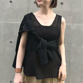 ルージュヴィフラクレ(Rouge vif la cle)の【ブラック】メッシュノースリーブ(キャミ付き)(キャミソール)