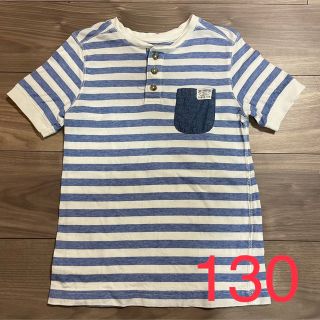 エイチアンドエム(H&M)のH&M キッズ130 半袖Tシャツ 青白ボーダー柄(Tシャツ/カットソー)