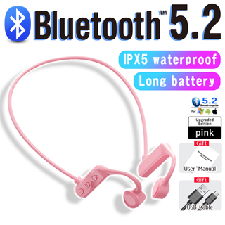 Bluetooth骨伝導ワイヤレスイヤホン　ピンク　新品未使用(ヘッドフォン/イヤフォン)