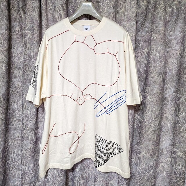 ザラ ZARA Tシャツ カットソー 半袖 ステッチ ホワイト S