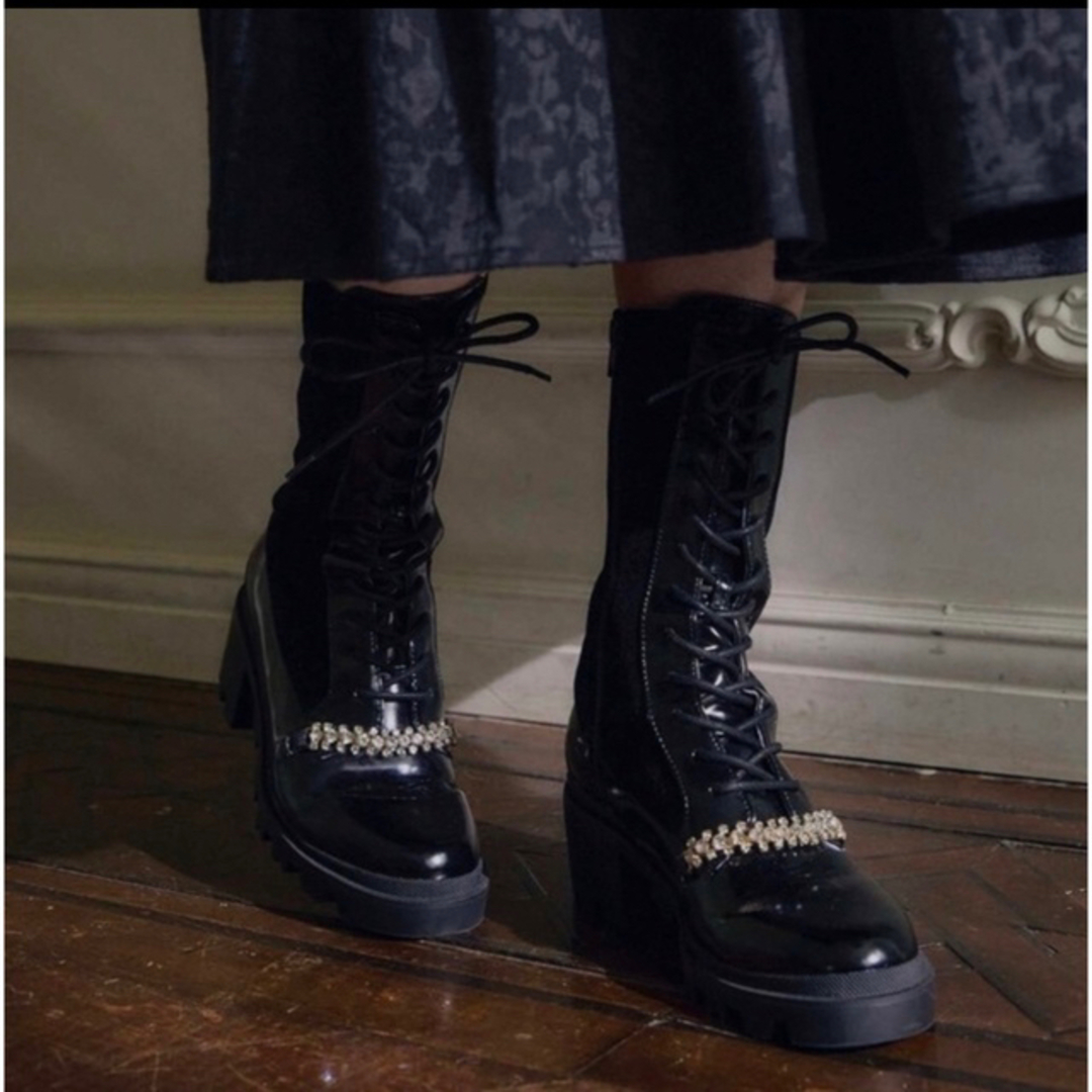 her lip to Crystal Lace-Up Ankle Boots - ブーツ