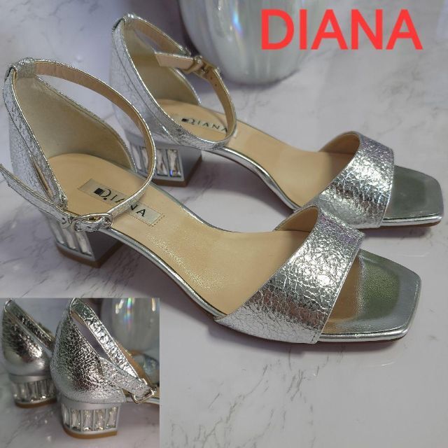 DIANA(ダイアナ)の極美品　ダイアナ　DIANA　パンプス　クリスタルビジュー付き　　銀　23.5 レディースの靴/シューズ(ハイヒール/パンプス)の商品写真