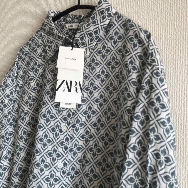 ZARA(ザラ)の新品　ZARA リネン　シャツ　オーバーサイズ レディースのトップス(シャツ/ブラウス(長袖/七分))の商品写真