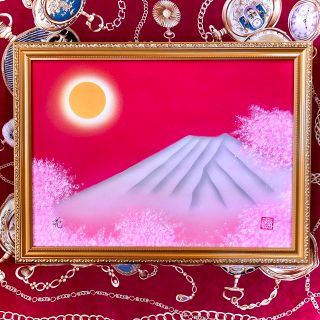 【風水絵画】金運エネルギー上昇「紅紫富士山」異次元効果で潜在意識書き換えアート