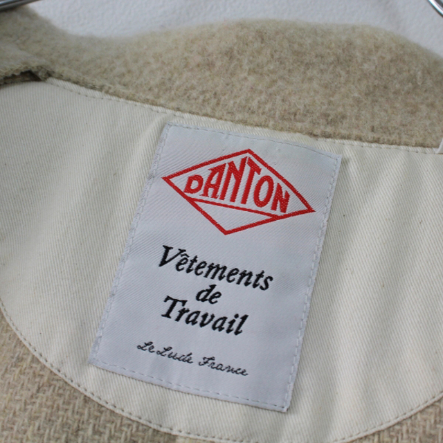 DANTON(ダントン)のDANTON ダントン JD-8457 WOM WOOL MOSSER ウールモッサ フード付ロングコート 36/ベージュ 丸襟【2400013317405】 レディースのジャケット/アウター(その他)の商品写真