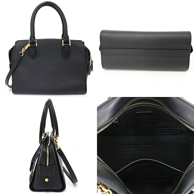 PRADA(プラダ)のPRADA プラダ 2WAYバッグ ショルダーバッグ ハンドバッグ サフィアーノレザー NERO ブラック ゴールド金具【中古】Aランク レディースのバッグ(その他)の商品写真