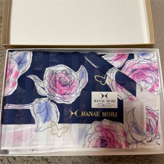 ハナエモリ(HANAE MORI)のハナエモリ HANAE MORI ハンカチ 綿 カラフルローズ  ネイビー(ハンカチ)