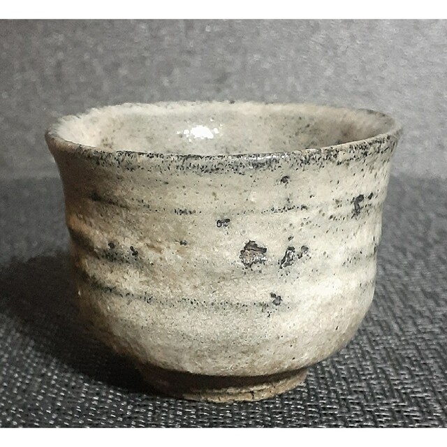 明治時代 古唐津 黒輪線文様 ぐい呑 盃 酒杯 酒器 縮緬高台